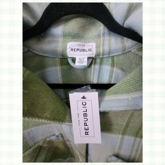 FOR THE REPUBLIC Classic Short Jacket in Blue Green Plaid Women's Size XL/TG - Picture 12 of 16